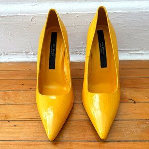 Via Spiga : Nikole Patent Leather Stiletto Pumps Yellow Sz 10